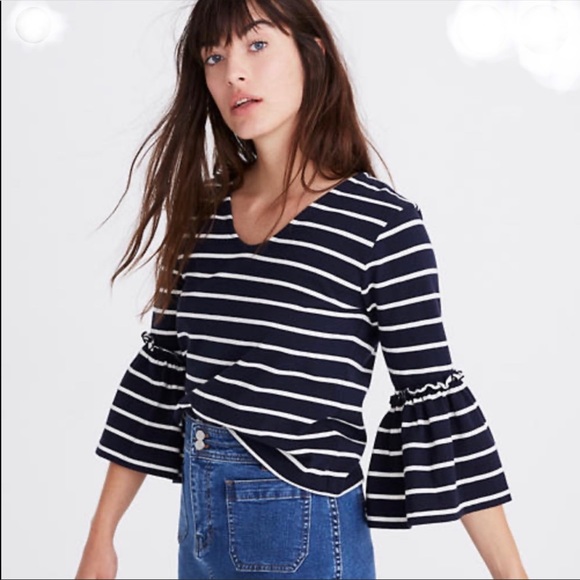 Madewell Tops - Madewell Irwin Stripe Ruffle Sleeve Top Medium
